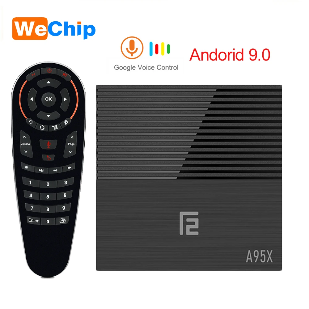 ТВ приставка A95X F2 4K HD Android 9 0 4 Гб LPDDR3 Amlogic S905X2 с дистанционным управлением голосом