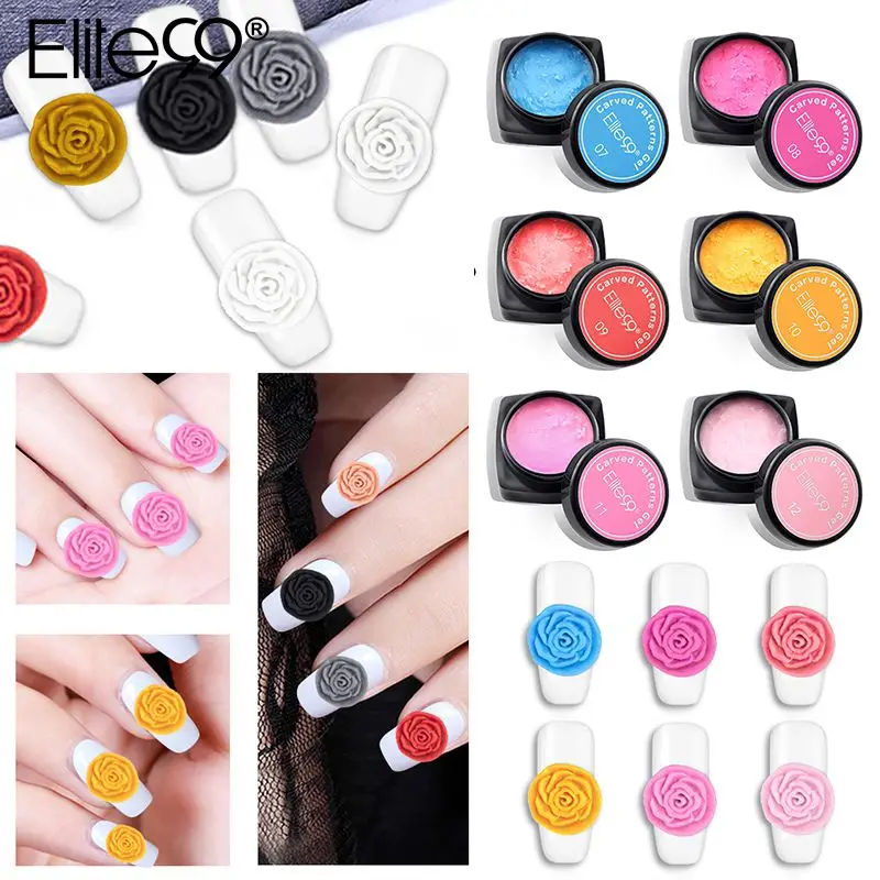 

Elite99 3D Carved Patterns Gel Soak Off UV Gel Nail Art Modelling Manicure Sculpture Nail Art Painting Gel Decoration All 20pcs