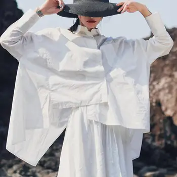 

Z-ZOUX Women Blouse Cotton Long Sleeve Irregular Women Shirts Loose Asymmetry Ladies Blouses Retro Black Long Shirt Autumn 2019