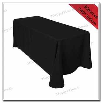 

30pcs/lot 240*360cm Rectangular Spandex Polyester Wedding Rectangular Table Cloth In Black Color Banquet Favor Table Cover