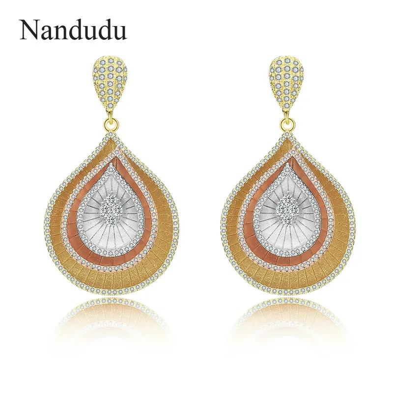 

Nandudu Water Drop Earrings for Women 3 Tones Gold Wedding Party Jewelry Gift Elegant Fashion Romantic Dangle Earring CE513
