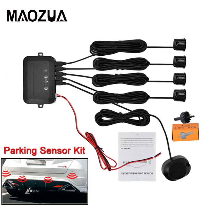 Maozua Car Parking Sensor Kit 12V 4 Sensors Buzzer 22MM Car Reverse