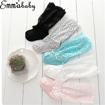 

0-3Y Sweet Newborn Baby Girls Socks Cotton And Lace Embroidery Socks Toddler Kids Warmer Support Hosiery Knee High Long Socks