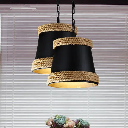 

Hemp Rope Vintage Loft LED Pendant Light Creative Hat Modern Hanglamp Fixtures For Home Lightings Bar Cafe Lamparas Colgantes