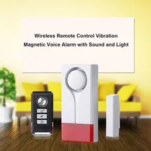 

Wireless Door/Window Security Voice Alarm Remote Control Vibration & Magnetic Alarm with Sound and Light Anti-Theft Alarm