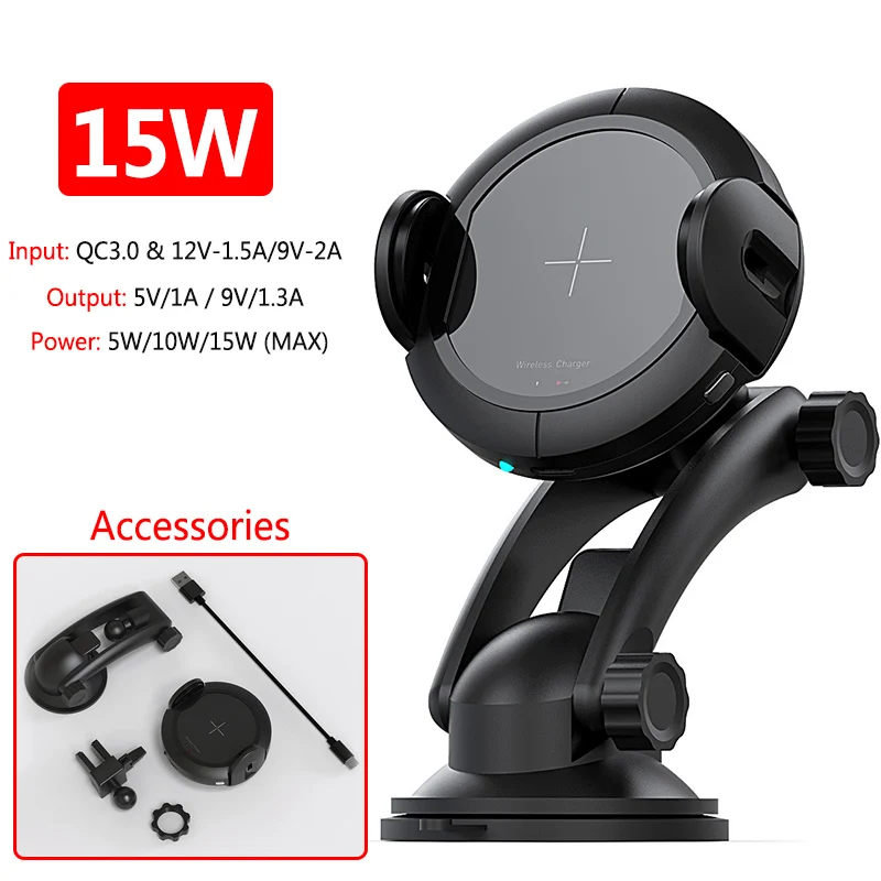 

15W Qi Wireless Car Charger Automatic Infrared Sense for IPhone X Max 8 Plus Wireless Fast Charging Holder for Samsung S8 Note 9