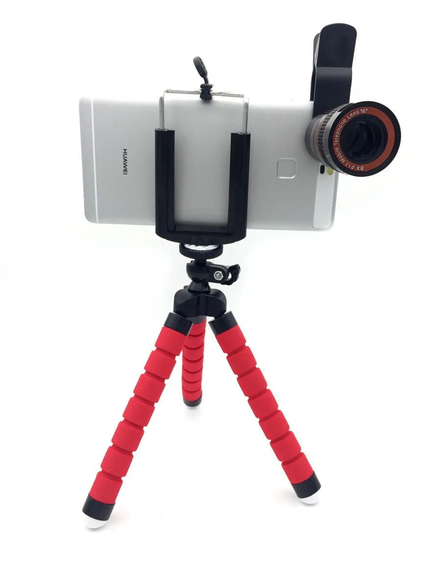 Univesal 5в1 8X зум телефон камера объектив телескоп с гибким штативом 3в1 объектив рыбий глаз широкоугольный объектив макро для смартфона