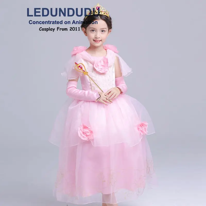 Hot Beauty and the Beast Cosplay Costume Girls Gorgeous Princess Dress Children Fancy Halloween Clothes Belle Princess Dress (24)