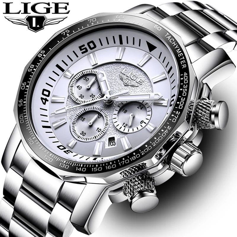 LIGE Men Watches Fashion Sport Quartz Big Dial Clock All Steel Top Brand Luxury Military Waterproof Male Watch Relogio Masculino LIGE Men Watches Fashion Sport Quartz Big Dial Clock All Steel Top Brand Luxury Military Waterproof Male Watch Relogio Masculino