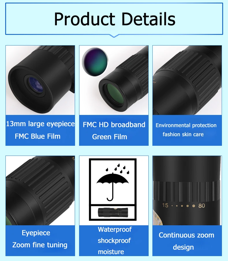 BIJIA 15-80x25 карманный мини зум Монокуляр высокое качество Карманный телескоп со штативом