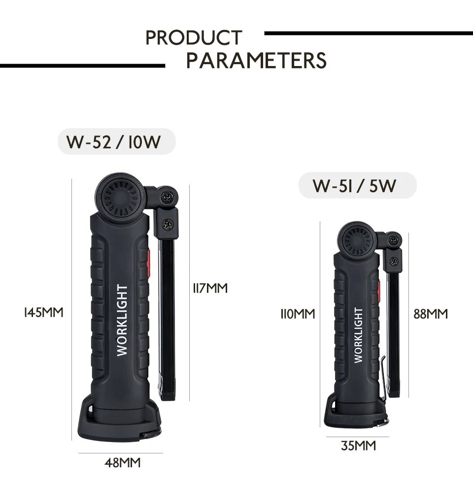Portable Spotlight COB Foldable Searchlight 5 Modes Lampe LED Work Light Lamp USB Rechargeable Camping Hunting Flashlight 18650 (3)