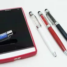 Красочные 2 в 1 Кристалл емкостный сенсорный Стилус Шариковая ручка для iPad IPhone htc samsung телефонов 1000 шт