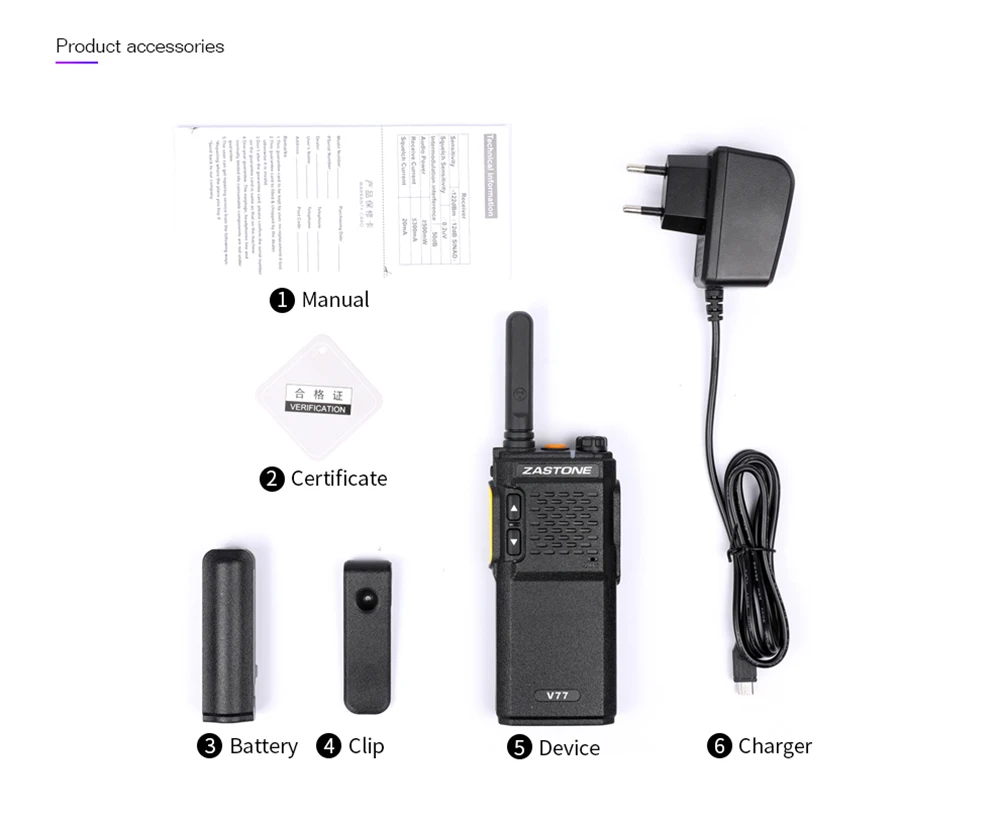 2 шт. Zastone V77 Мини Портативная рация 400-470 МГц UHF 16 каналов Мощное Портативное двухстороннее радио одна пара