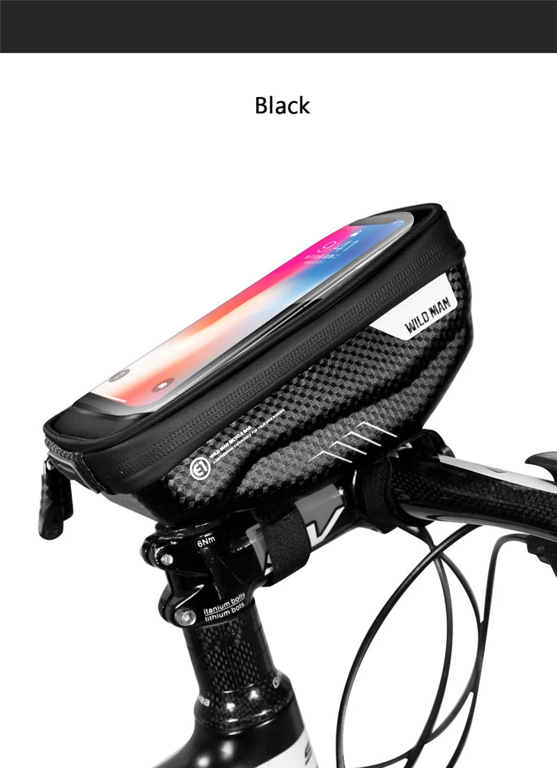 Clearance WILDMAN MTB Bike Bag 6.2" Touchscreen Bicycle Front Frame Cellphone Bag Cycling Rainproof Top Tube Bag Anti Pressure Accessories 11