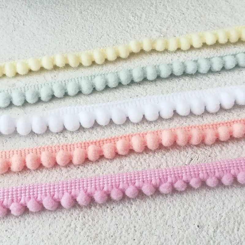 

1.2cm Wide Color Plush Ball Fine Lace Handmade Diy Fringed Skirt Clothing Curtain Tablecloth Decor Accessories Ribbon Pompom
