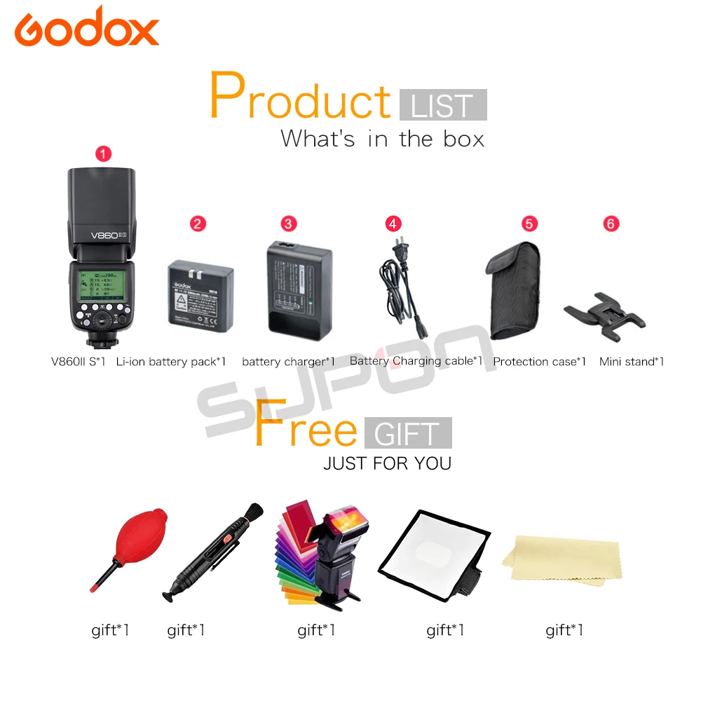 Godox V860II Flash V860II-S TTL 2.4G GN60 HSS 1/8000s 2000 mAh Bateria Camera Flash Speedlite Trigger for Sony + gift kit Godox V860II Flash V860II-S TTL 2.4G GN60 HSS 1/8000s 2000 mAh Bateria Camera Flash Speedlite Trigger for Sony + gift kit