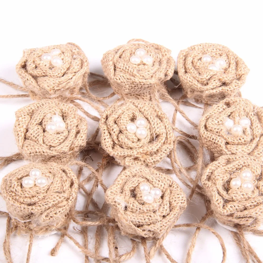 

9Pcs/set Handmade Jute Rose Bridal Hair Clip Burlap Rose DIY Handmade Flowers