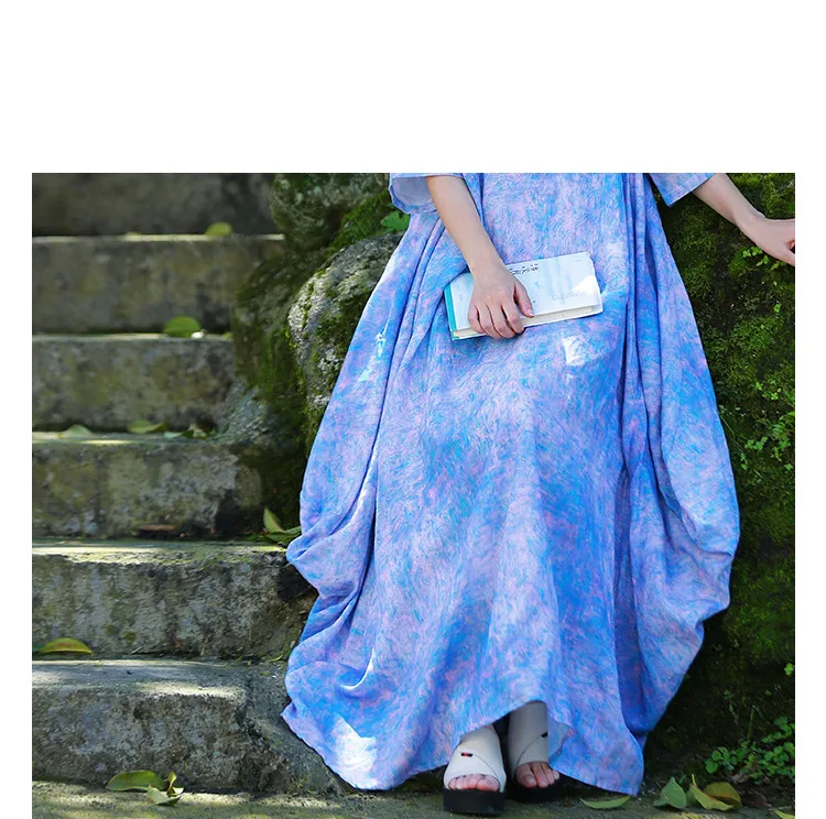 LZJN Women Elegant Maxi Dress Short Sleeve Loose Kaftan Dresses O Neck Summer Female Clothes Casual Vestidos Plus Size (20)