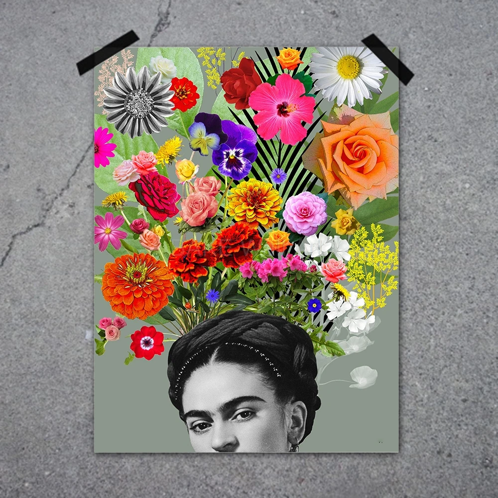 Frida Kahlo Floral Posters And Prints Poster canvas painting Nordic Wall Art Flower Women colors For Living Room in Painting & Calligraphy from