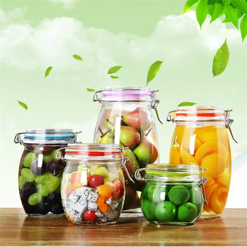 RSCHEF 1 pcs الجرار للتوابل التخزين الزجاج زجاجات الجرار مع غطاء قدرة العسل برطمان للحلوى المطبخ تخزين الحاويات الزجاج جرة
