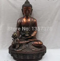 Shitou 00674 18 Тибет Чистая Медь бронза Шакьямуни Bhaisajyaguru Медицина Статуя Будды