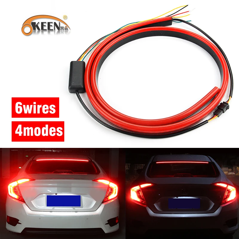 Okeen 12v Super Bright Red Flexible Third Brake Led Stop Signal Car Additional Brake Lights Led