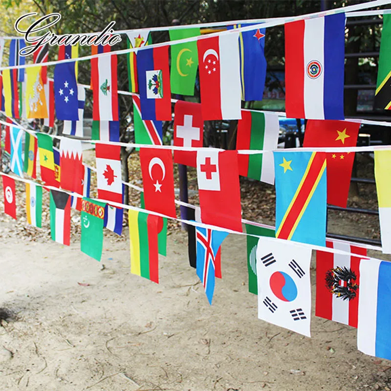 100 Countries 25M Hanging Flags 14x21cm Polyester National Flag House Decorative and Banners for Home Office Bar Party|Флаги баннеры и