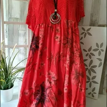 Женское платье большого размера, лето, новые кружевные платья с принтом, платья с коротким рукавом, 5xl