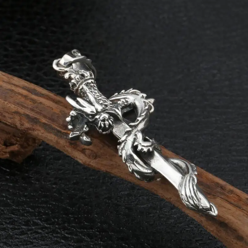 925 серебряное ожерелье с подвеской в виде дракона, ожерелье с подвеской в виде дракона, мощный дракон, подвеска на удачу
