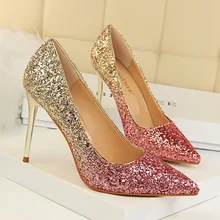 New Women Pumps Shoes Bling Pointed Toe Slip-On Mixed Color 9.5cm Thin High Heels Shallow Sexy Club Lady Party Female Shoes New Women Pumps Shoes Bling Pointed Toe Slip-On Mixed Color 9.5cm Thin High Heels Shallow Sexy Club Lady Party Female Shoes