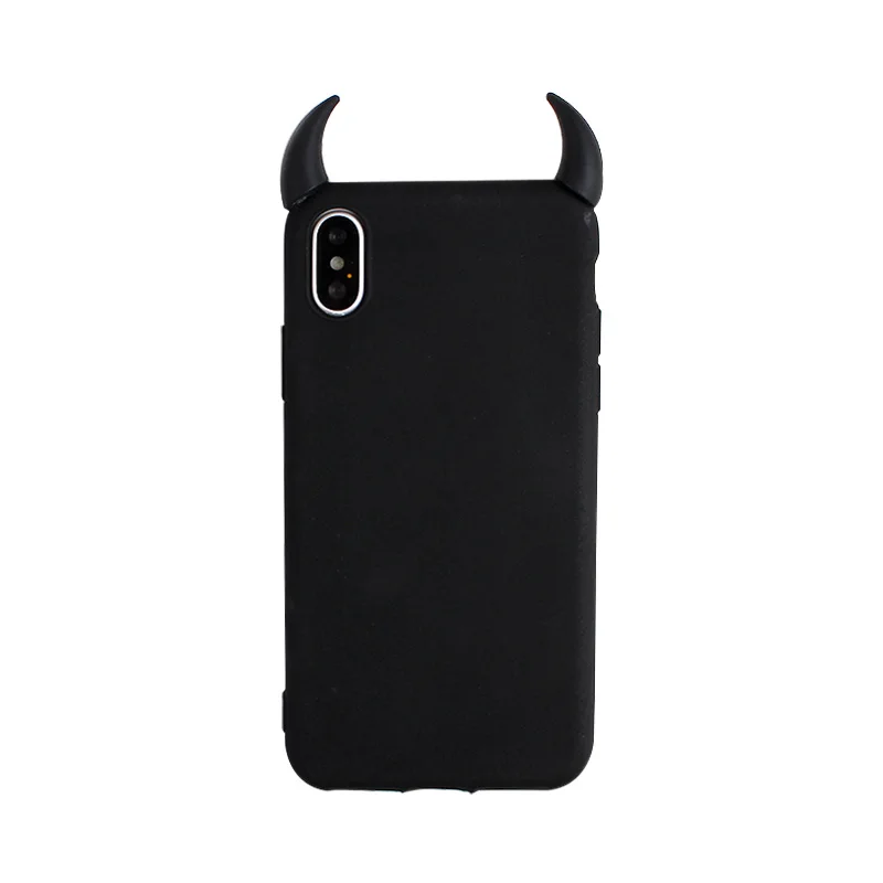 Милый мягкий силиконовый черный чехол Devil Horns Demon Angle Cover для huawei P20 Lite P30 Pro P8 P9 P10 Plus PSmart2019 mate 9 10 20 X