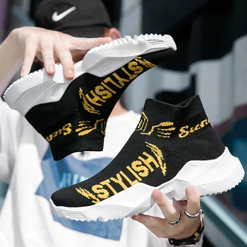 

Rommedal high-top sock shoes men large size 39-46 flyweather comfortable breath fashion male spring/autumn casual shoe wholesale