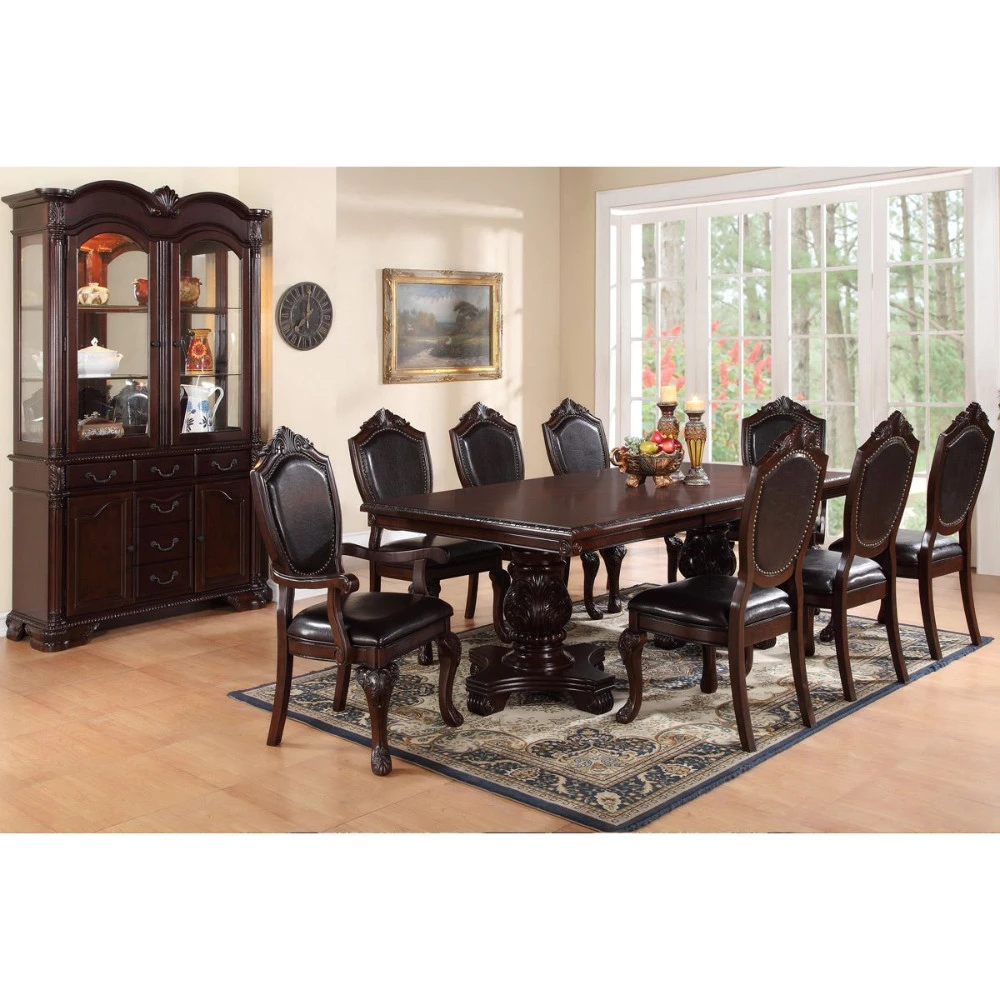 Traditional Rubber Wood Royal Arm Chair Set Of 2 Brown (1)