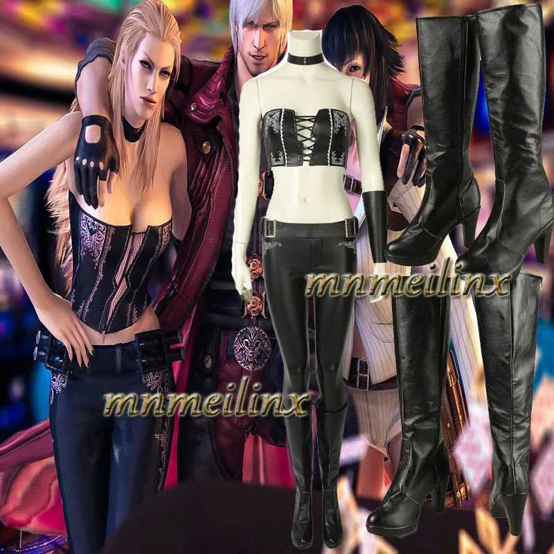 

Devil May Cry 5 DMC Trish Gloria Cosplay Costume with Boots Lady Mary Women Sexy Fancy Suit Halloween Outfit Customize Clothes