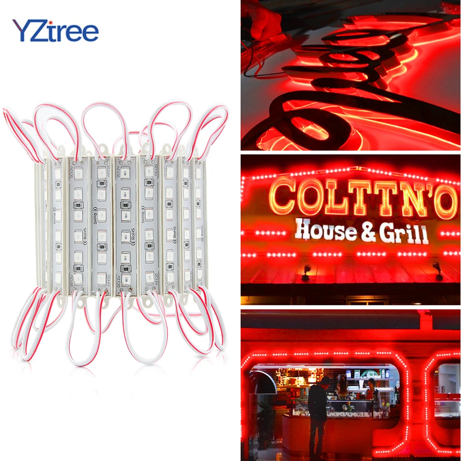

SMD 5054 LED Module Light 6LEDs DC12V Waterproof Advertisement Sign Backlight LED Modules Strip Lights Tape Lamp ( Red )