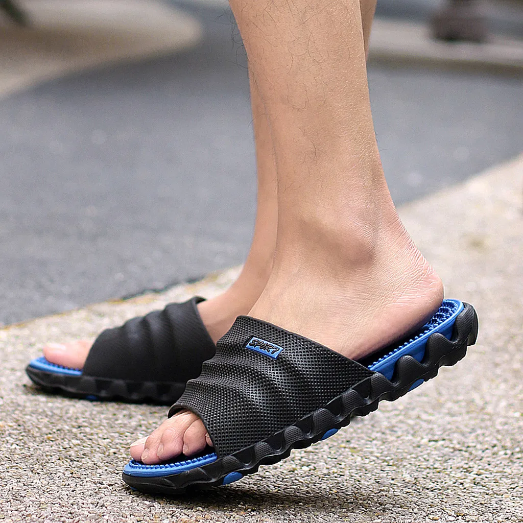 Home Sole male Casual Soft Men's Gentleman Leisure Massage Health Wear Non-slip Beach Slippers Shoes Toe Foot shoes