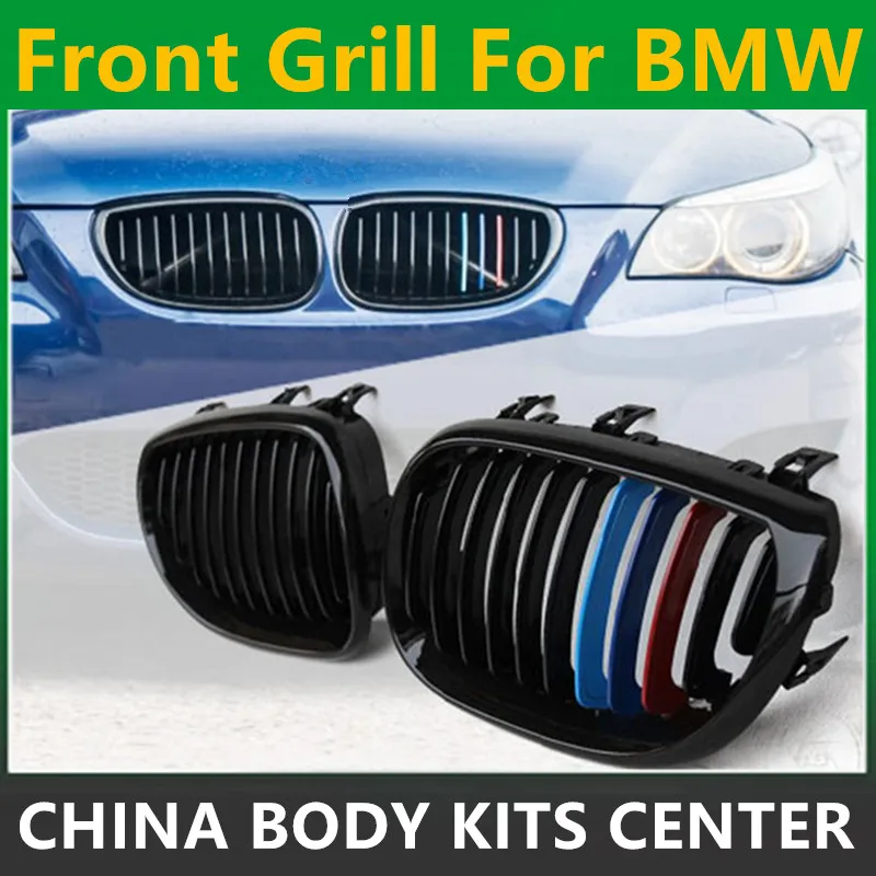 

Car Style Front Radiator Racing Grills Gloss Black M-color Front Kidney Grille for BMW E60 E61 5 Series Sedan 2003-2010 for Cars