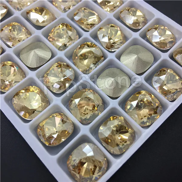 golden shadow Topstone K9 стекло кристалл 8 мм 10 мм 12 мм Классический жир квадратный заостренные с обратной стороны Стразы высокое качество - Цвет: golden shadow