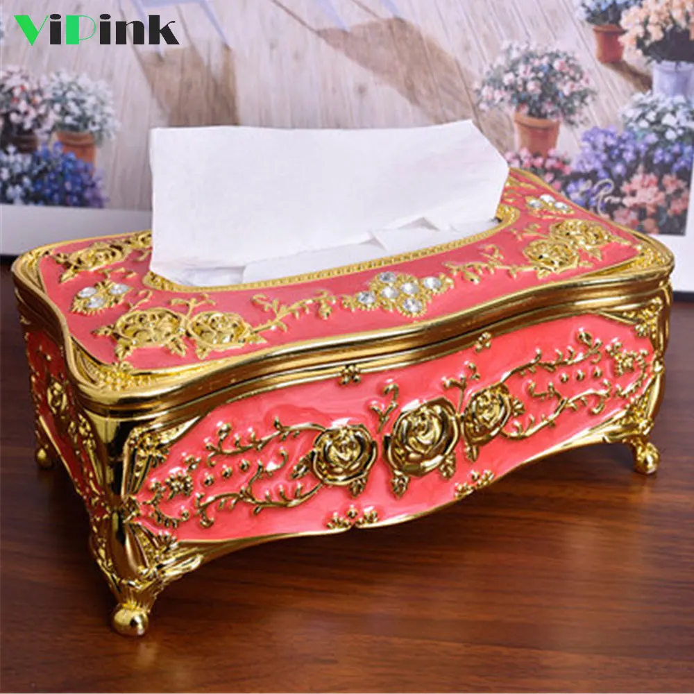 

European Style Home Acrylic Tissue Box Cover Napkin Holder Rhinestone Decoration Tissue Storage Box For Car Room KTV Hotel Decor