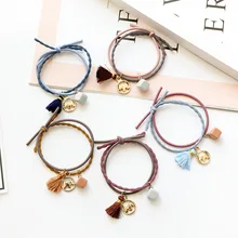 1 шт. небольшой свежий милый щенок кисточкой волос круг Простой квадратный; резиновый группа личность резинка для волос G0503