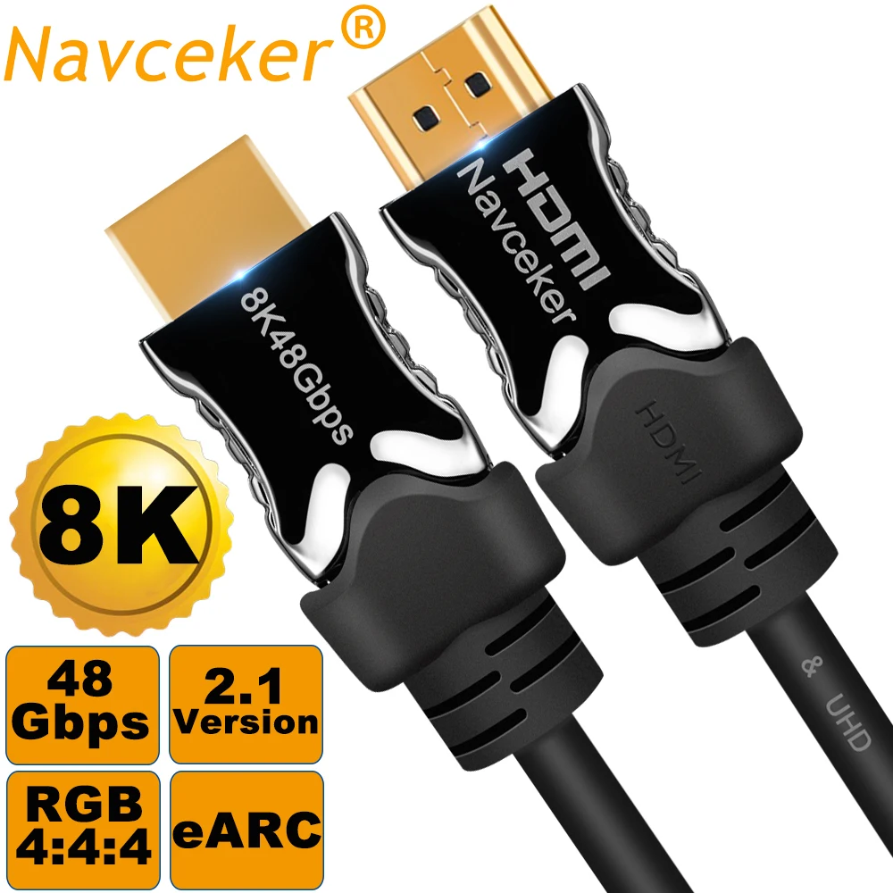 Реальный 48 Гбит/с HDMI 2,1 кабель UHD 8K HDMI 2,1 кабель Dolby HDR Ultra-HD 2,1 HDMI кабели 1 м 2 м RGB 4:4:4 Кабо HDMI 2,1 сплиттер