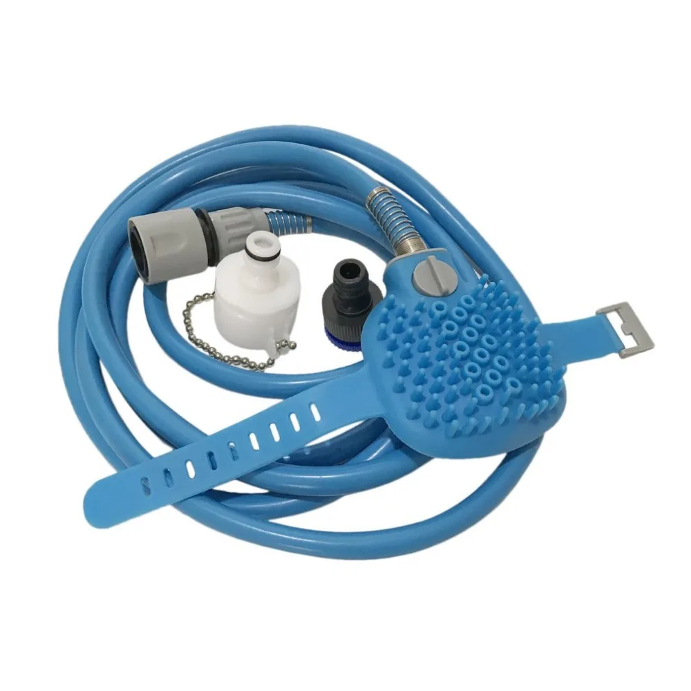 Blue Silicone Pet Shower Sprayer Pets Bathing Shower Head With Hose For