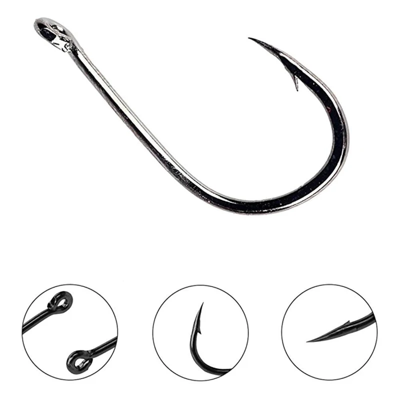 500PCS 3-12 # SET Fishing Hook Japan Carp Black Hooks High Carbon Steel With Hole Barbed Sea Saltwater Fishing Jig Accessories