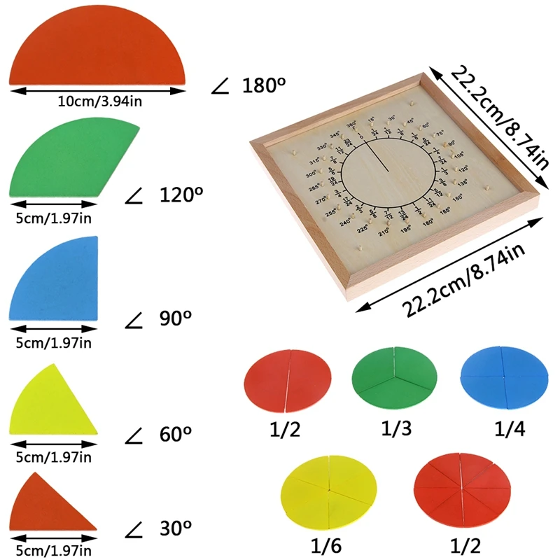 Монтессори материал деревянные круглые фракции табло малыш обучающая игрушка