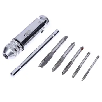 

Adjustable 3-8mm T-Handle Ratchet Tap Wrench with M3-M8 Machine Screw Thread Metric Plug Tap Machinist Tool