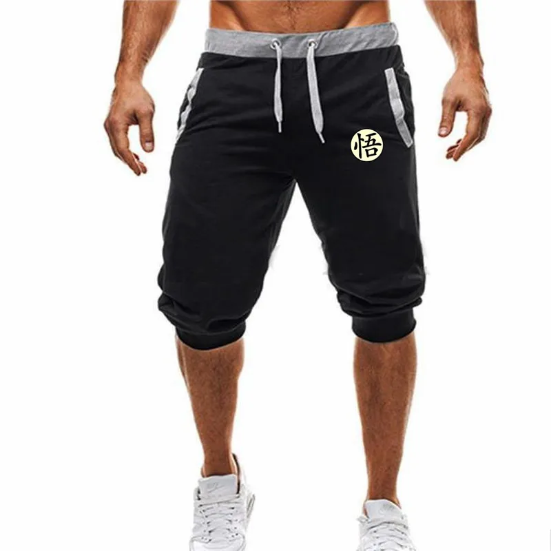 Лидер продаж, новые летние мужские Шорты повседневные шорты модные спортивные штаны с принтом Dragon Ball Goku для фитнеса, шорты для бега - Цвет: 9  Black