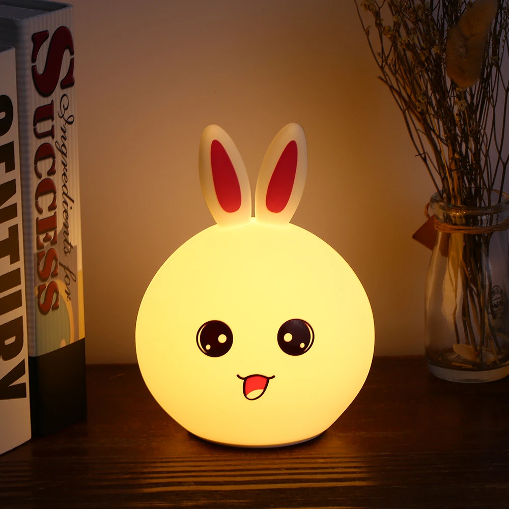 Tomshine изменяемый RGB цвета ночник USB светодио дный перезаряжаемые led силиконовые кролик лампы коснитесь управление для ребенка Детская комната