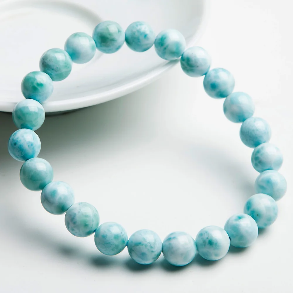 Moda 8mm 100% Natural Larimar Contas Azuis