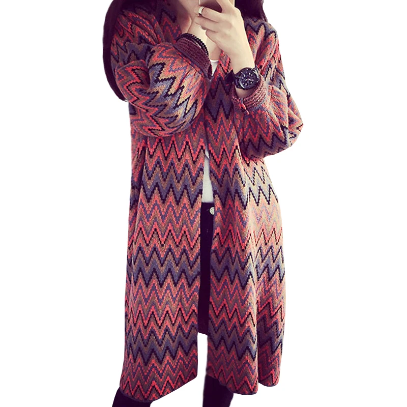 

Autumn Long Cardigan Women New Winter Knit Sweater Ride Wave Jumper Thin Loose women's Sweaters Clothing Vestidos LXJ345