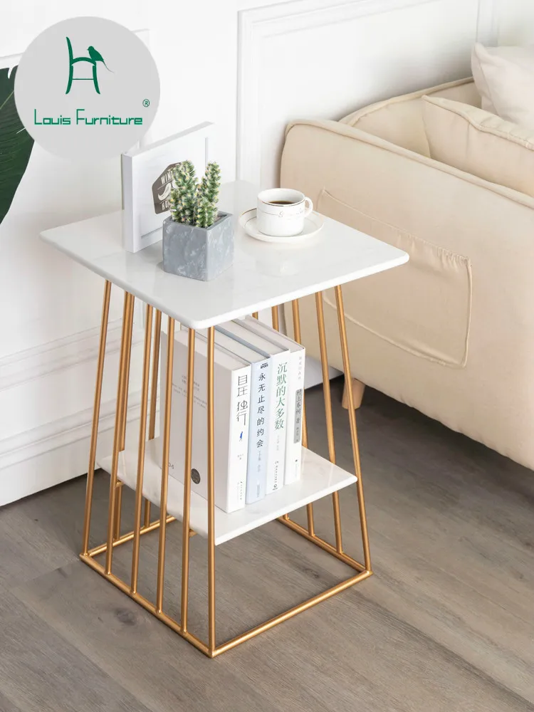 

Louis Fashion Coffee Tables North European Sofa a Few Simple Living Room Small Apartment Marble Bedside Mini Square Cabinet